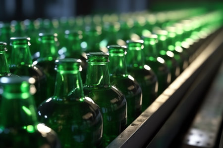 Clear Bottles transfer on Conveyor Belt Systemの素材
