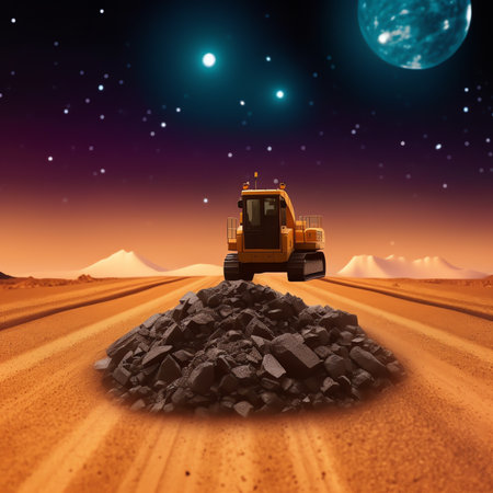 Empty dry cracked swamp reclamation soil, land plot for housing construction project with car tire print in rural area. Business concept.Business handshake land purchaseの素材