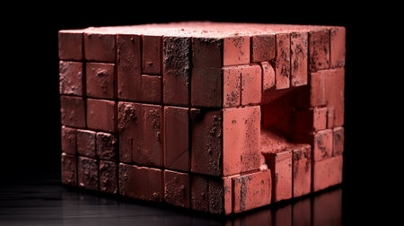 Brick on the construction site behind the fenceの素材