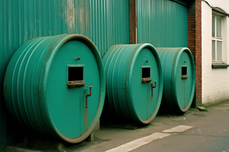 Three green steel drumの素材