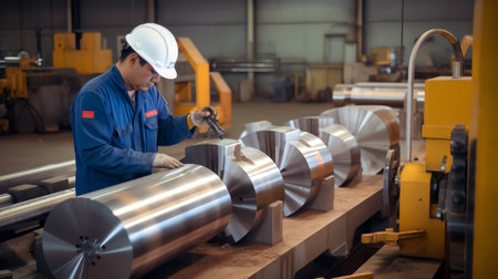 Bending rolls installed in metal sheet processing workshopの素材