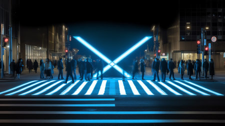 The crosswalk is there for people to walk across the road safely.の素材