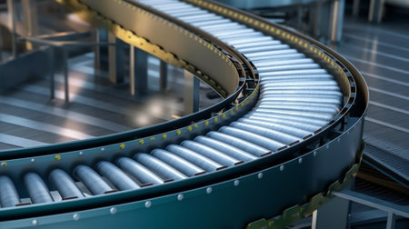 Top view crossing of the roller and conveyor beverageの素材