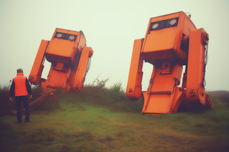 Old vintage Fowler mobile crane unused and abandoned in an overgrown yard in Queensland,Australia.の素材
