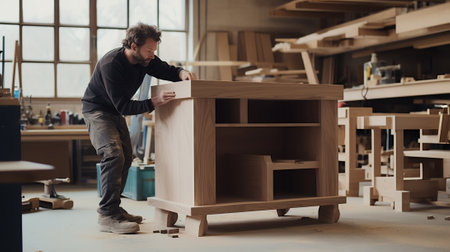 man hands assembling furnitureの素材