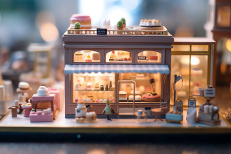 Factory shop in bokeh, defocused backgroundの素材