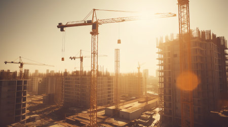 Evening Time Lapse Residential Building Empty Construction Siteの素材
