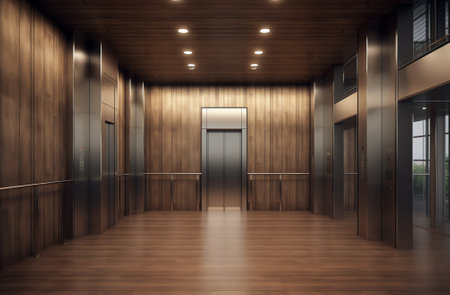 Hollow modern building floor with elevatorの素材