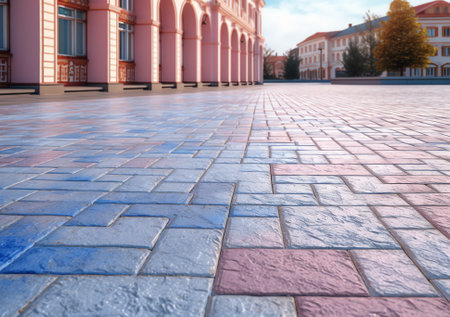 Urban background from beautiful multicolored paving slabsの素材