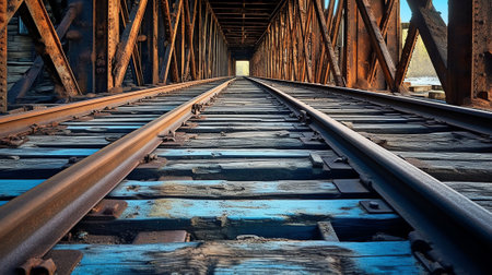 Old wooden railroad sleeper under the railの素材