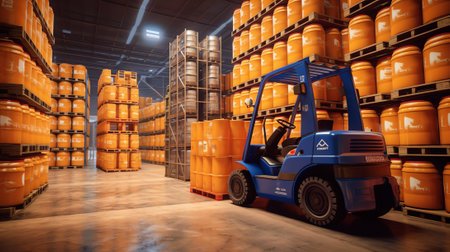 empty drums on warehouseの素材