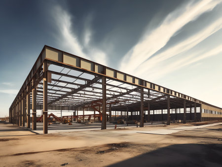 Steel Structures of old industrial building and warehouse being renovated.の素材