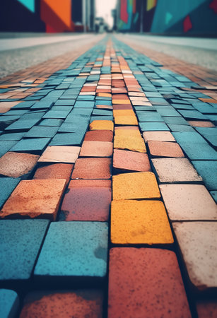 creative background of colorful paving slabsの素材