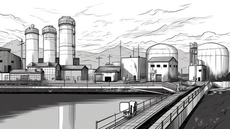 an empty port chemical cargo terminal on riverの素材