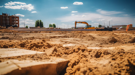 a flat plot of land prepared for building constructionの素材