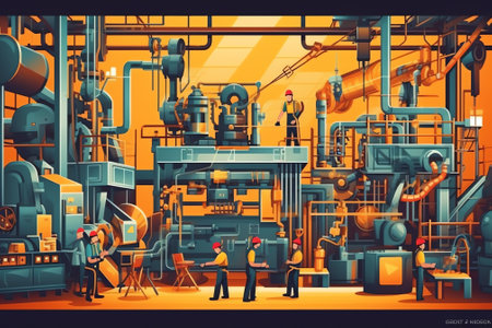 factory workshop interior and machinesの素材