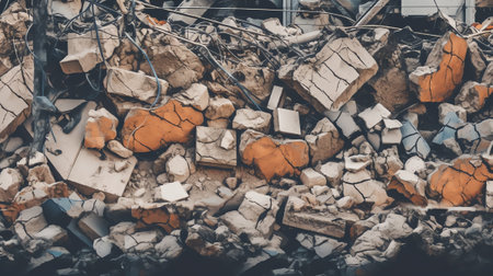 Empty builders skip at construction site. Abstract: Rubble Removal.の素材