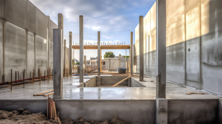 Concrete building under constructionの素材