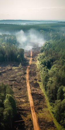 Illegal deforestation in the Ukrainian Carpathians. The destruction of the forestの素材