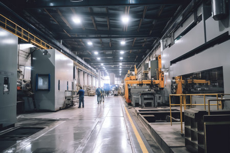 Factory, production, shop for the production of foam concrete, new production areas,  output, work at the enterprise. Empty  production stops.の素材