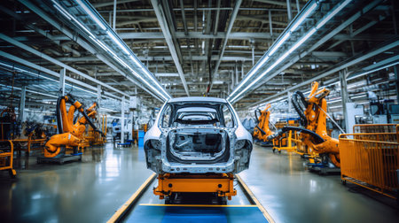 Production line of automobile industry production workshopの素材