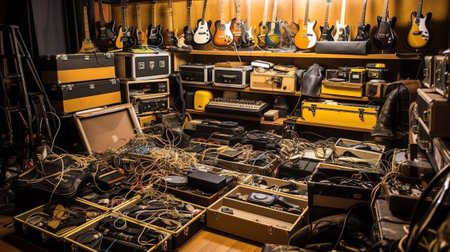Transportation equipment. Organization of the show. Concert equipment. Special boxes with plugs.の素材