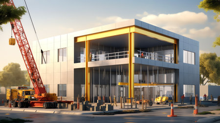 Construction site scene of commercial officeの素材