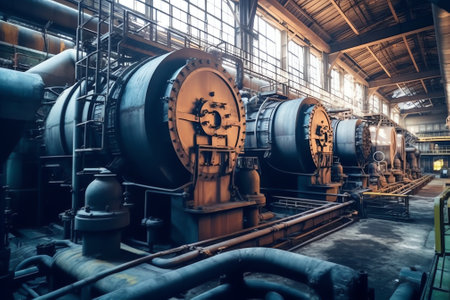 Old and rusty machinery in an abandoned plant, HDR processingの素材