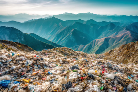Modern Western civilization pollutes the habitat, including household waste with detergents, which enter the lakes and rivers of the mountains of Italy and Switzerland.の素材