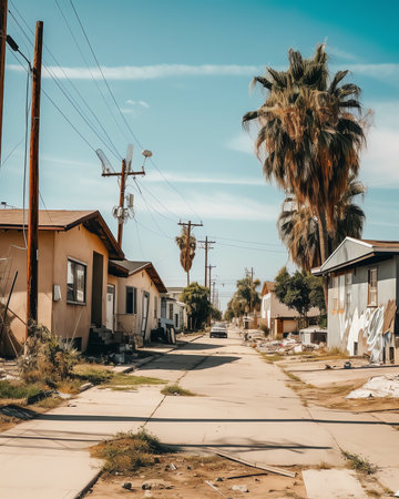 Taking a late afternoon walk around the Miracle Mile neighborhood of Los Angeles, California and seeing lots of construction sitesの素材