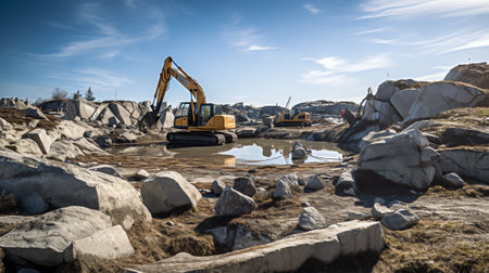 Flooded quarry landscape scene imageの素材