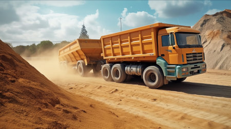 Small Sand Trucks Used in Constructionの素材