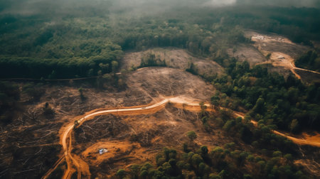 Illegal deforestation in the Ukrainian Carpathians. The destruction of the forestの素材