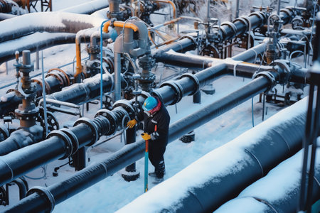 Pipelines at the chemical plant Sibur. factory in Voronezh, Russiaの素材
