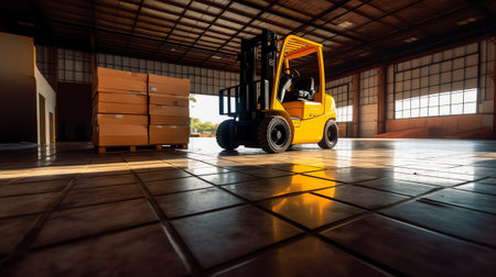 Clean light warehouse car background 3D renderingの素材