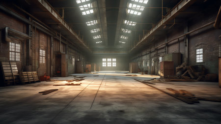 Old industrial factory background. Low angle view. 3D renderの素材
