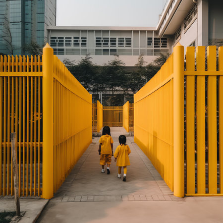 Two yellow metal dumpster containers for construction garbage, house renovation, building of residential apartments. Different size of containers on construction site on the city sの素材