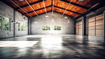 Interior of empty warehouse or garageの素材