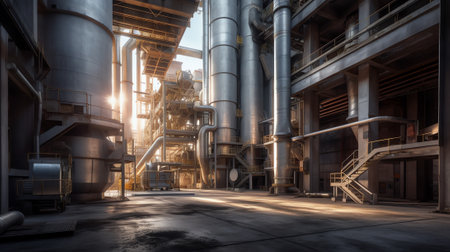 Cement factory empty and without activity due to the industrial and labor crisis during confinementの素材