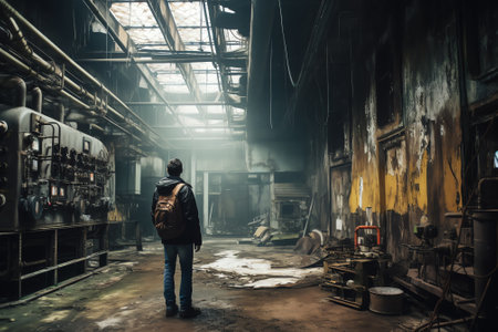 Photographys of the insides of an old, shut down production complex in Berlin.の素材
