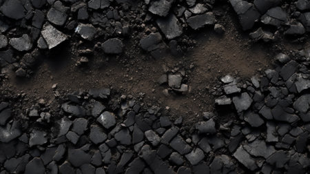 A large amount of black sandy soil and gravel piled up in engineering constructionの素材