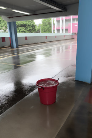 Pontianak 2021 October 05, Abstract Background Blur Plastic Water Storage Tanks Drum For Rain Catcher (Selective Focus)の素材