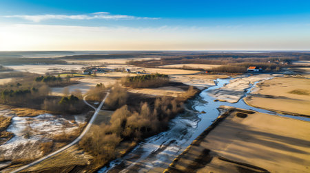 Piece of land prepared for construction of new luxury apartment building in the Noorderhaven neighborhood with train bridge over the river IJssel in the backgroundの素材