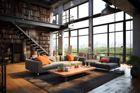 Modern Loft Apartment Warehouse Interiorの素材