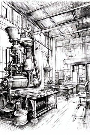 Close-up of abstract black and white engine moter machine parts tools and industrial equipment in an abandoned factory,Â Industrial technology conceptの素材