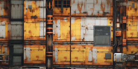 Industrial interior with storage tank in rusty colorsの素材