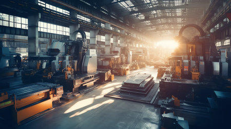 Factory workshop interior and machinesの素材