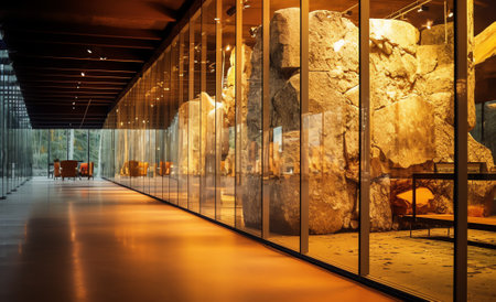 Beautiful glass wall inside the hall of an abandoned coal mine, hdr processingの素材