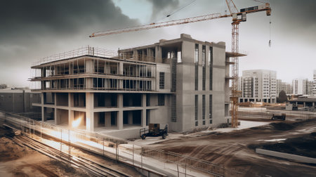 Construction site with unfinished buildings.の素材