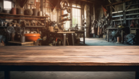 Furniture assembly workshop. Circular saw in a carpentry workshop. Elements for assembling furniture separately. Empty assembly shop. Workplace of a carpenter. Concept - furnitureの素材